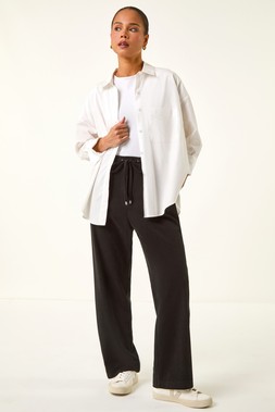 Roman Petite Black Corduroy Drawstring Trouser