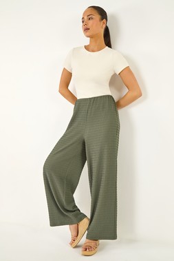 Roman Petite Khaki Textured Stretch Trouser