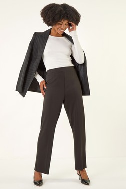 Roman Black Straight Leg Ponte Stretch Trouser