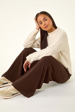Roman Petite Chocolate Brushed Ribbed Trouser