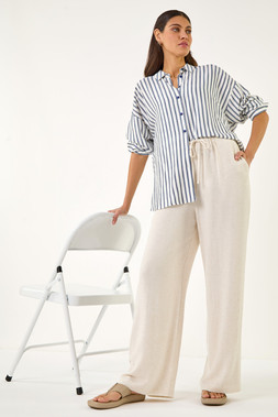 Roman Natural Linen Blend Wide Leg Trouser