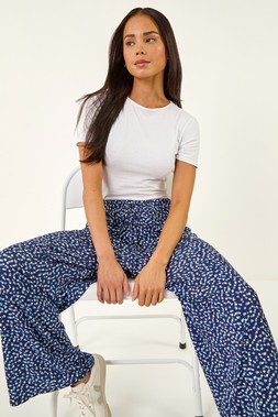Petite Spot Wide Leg Trouser