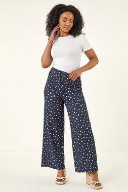 Roman Petite Navy Textured Stretch Trouser