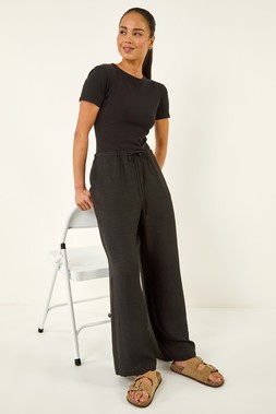 Petite Black Pull On Woven Trouser