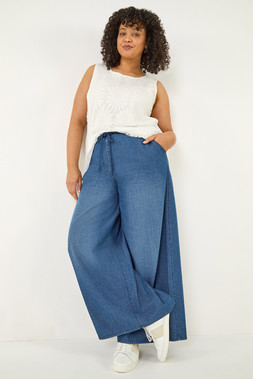 Roman Curve Textured Wide Leg Trousers