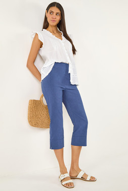 Roman Blue Denim Side Split Stretch Trouser