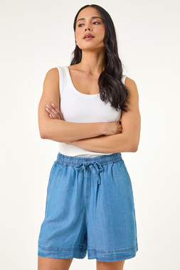 Roman Petite Denim Elasticated Waist Shorts