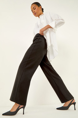 Roman Petite Stripe Print Bengaline Stretch Trouser
