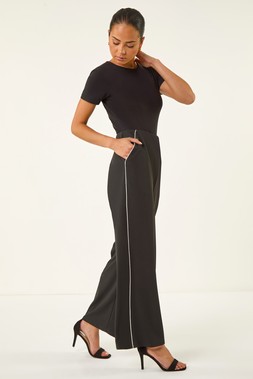 Roman Petite Black Side Seam Stretch Trouser