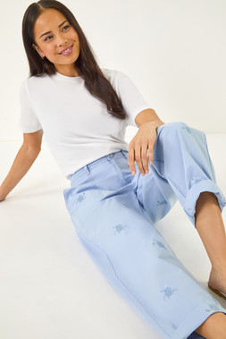Petite Cotton Embroidered Trouser