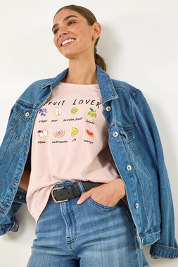Roman Pink Cotton Fruit Print Top