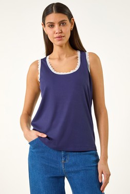 Roman Lace Trim Ribbed Vest