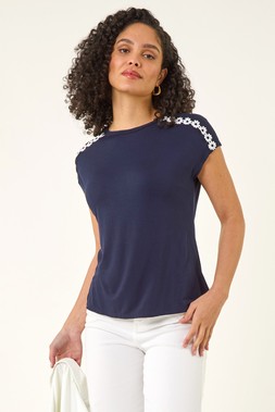 Roman Daisy Shoulder Trim Top