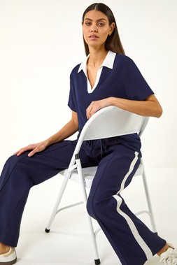 Roman Cotton Collar V-Neck Top