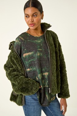Roman Green Textured Printed Stretch Top