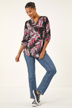 Roman Red Textured Leaf Puff Print Shirt