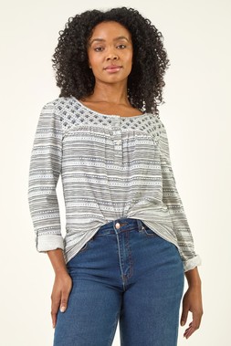 Roman Petite Contrast Front Tunic Top