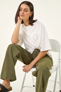 Roman Ivory Textured Pocket T-Shirt
