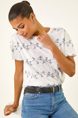 Roman Floral Puff Print T-Shirt
