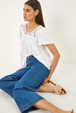 Roman Crochet Panel Stretch Top