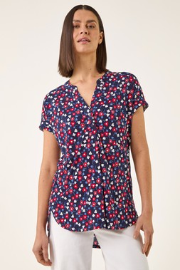 Roman Red Floral Puff Print Textured Shirt