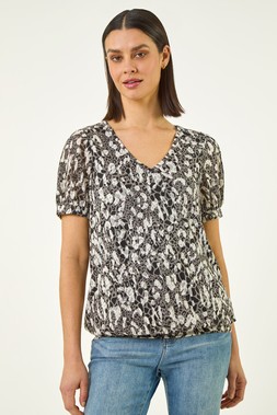 Roman Animal Print Burnout Top