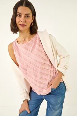 Roman Pink Fringe Detail Trim Vest