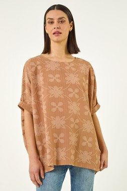 Roman Floral Geometric Textured Top