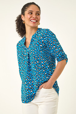 Roman Animal Print Woven Top