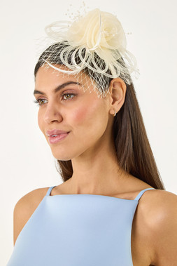 Roman Two Flower Mesh Fascinator
