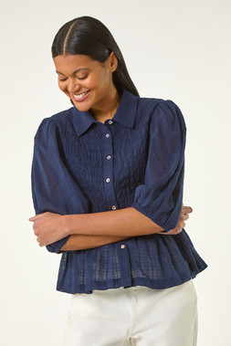 Roman Shirred Printed Blouse