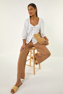 Roman Cotton Broderie Hem Blouse