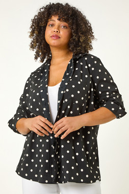 Roman Curve Black Spot Print Button Shirt