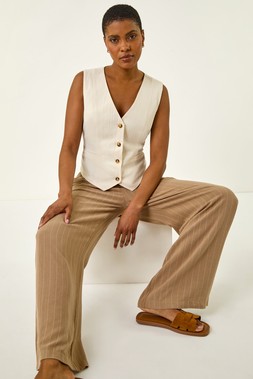 Roman Cotton V-Neck Button Through Waistcoat