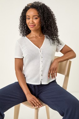 Roman Petite Textured Button Through Blouse