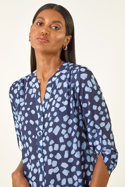Roman Blue Abstract Spot Print Shirt
