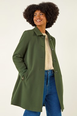 Roman Khaki Buttoned Swing Coat
