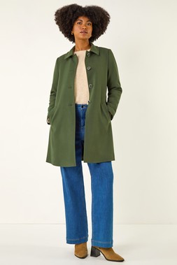 Roman Khaki Buttoned Swing Coat