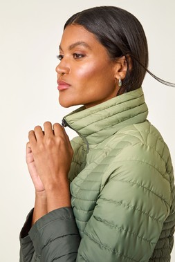 Roman Khaki Ombre Funnel Padded Coat