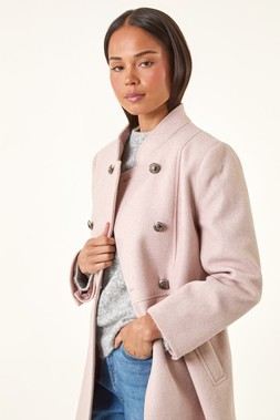 Roman Petite Light Pink Military Buttoned Coat