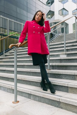 Roman Petite Red Military Buttoned Coat