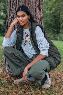 Roman Khaki Diamond Padded Button Gilet