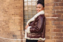 Roman Burgundy Contrast Faux Leather Aviator Coat