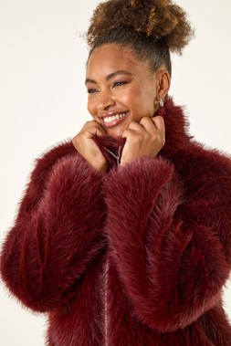 Roman Burgundy Faux Fur Relaxed Jacket