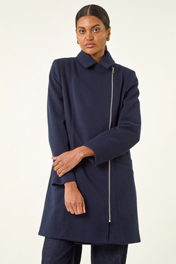Roman Navy Longline Biker Coat