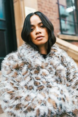 Roman Dusk Animal Faux Fur Coat