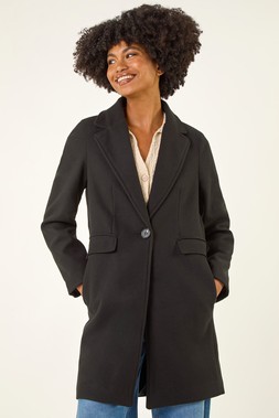 Roman Black Tailored Longline Coat