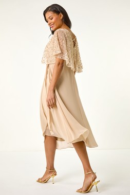 Roman Sequin Embellished Maxi Wrap Dress