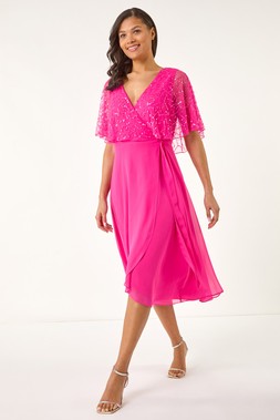 Roman Sequin Embellished Maxi Wrap Dress