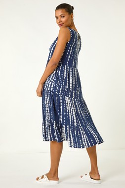 Roman Tie Dye Print Smock Midi Dress
